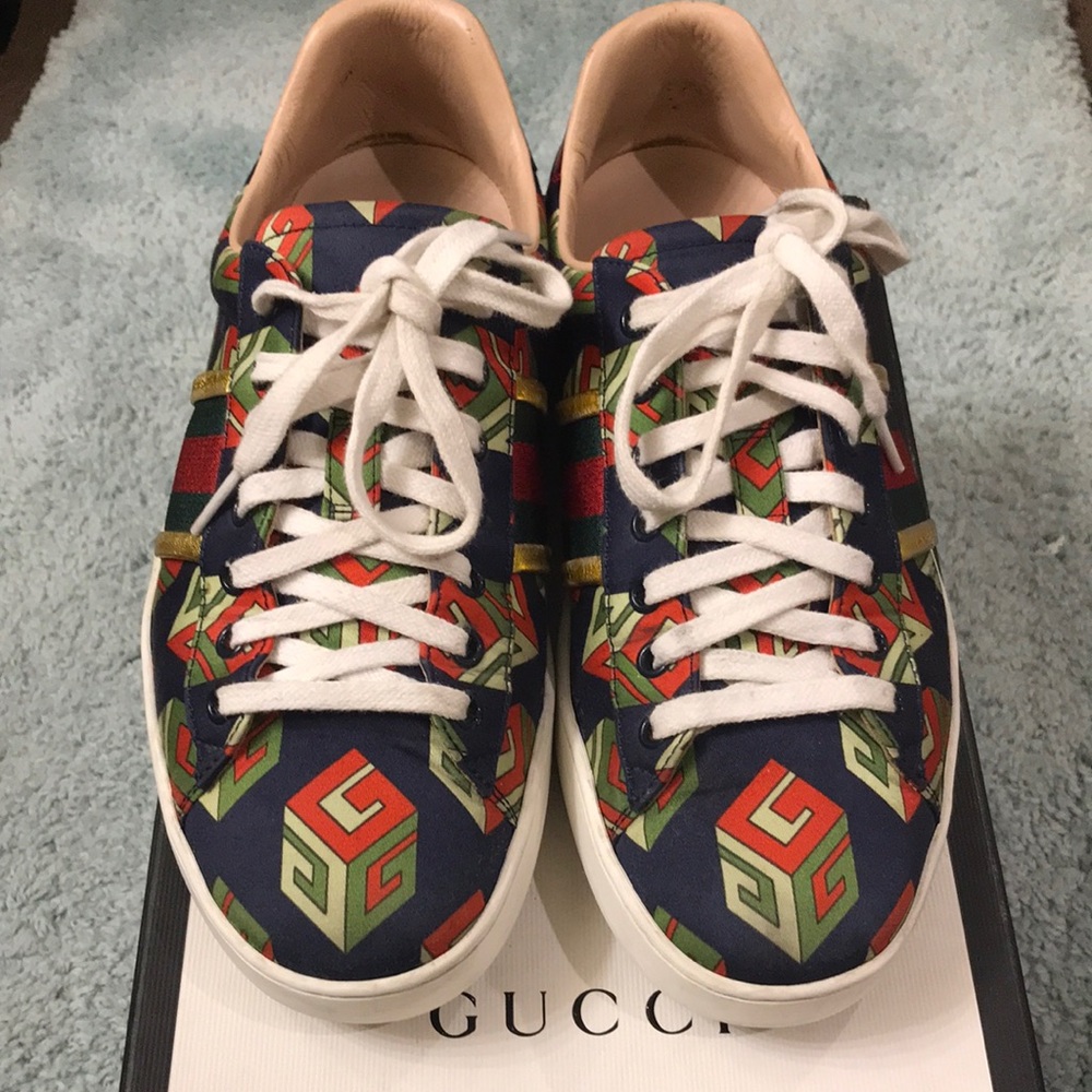 Gucci Ace suede GG cube shoes